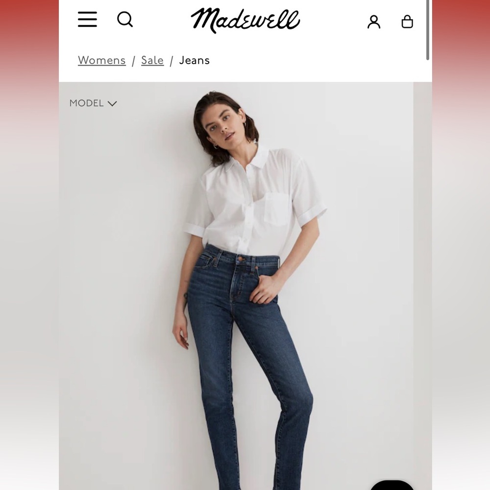 NWT-Madewell Women's Mid-rise Stovepipe Jeans Dark Wash